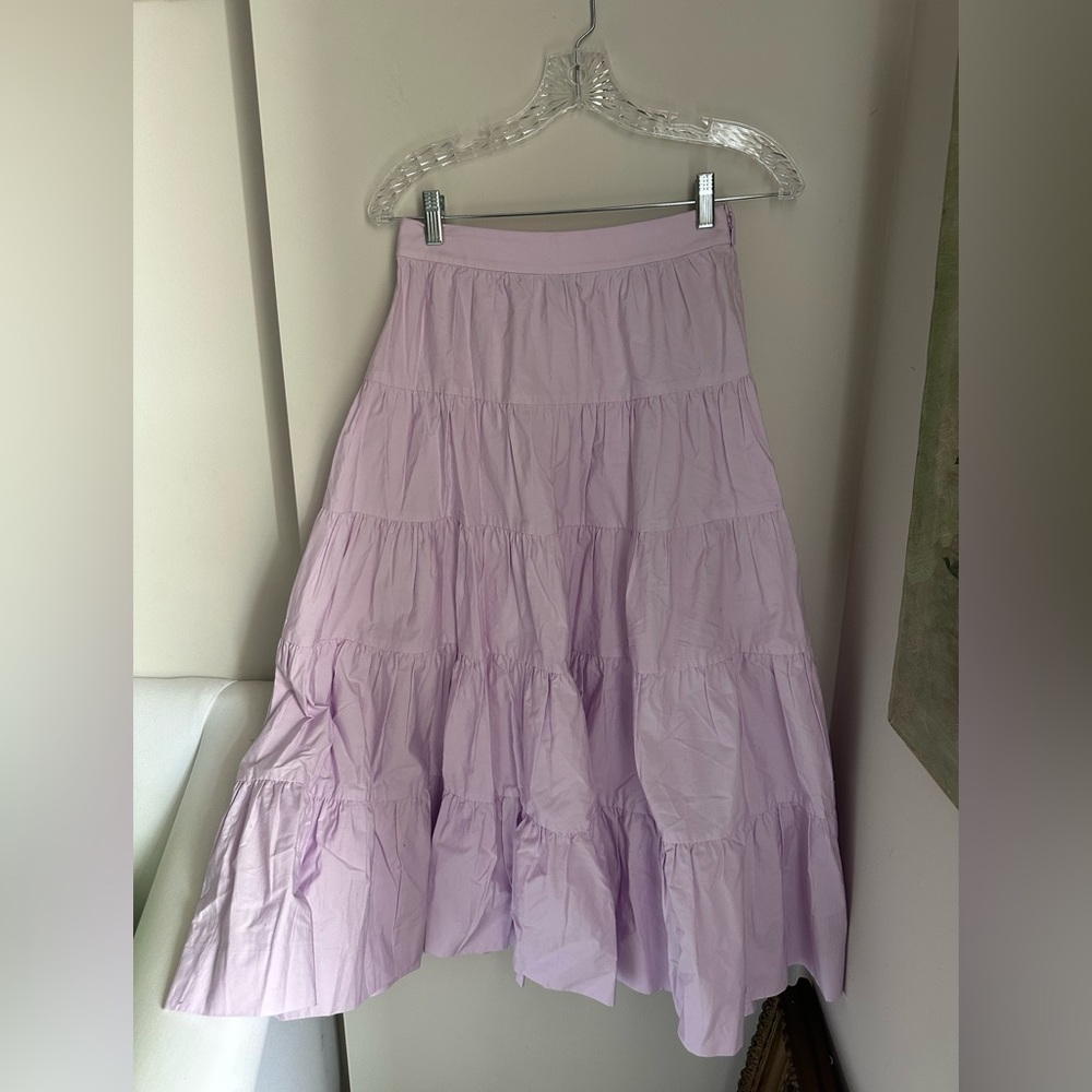 J.Crew Jcrew Lavender purple midi tiered skirt